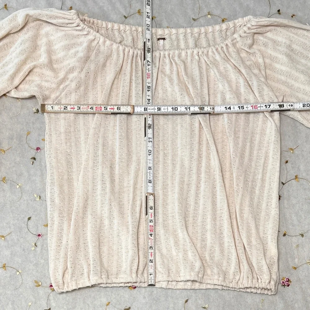 Free People Peasant Top Boat Off Shoulder Cream Pointelle Knit Long Sleeve Large_7